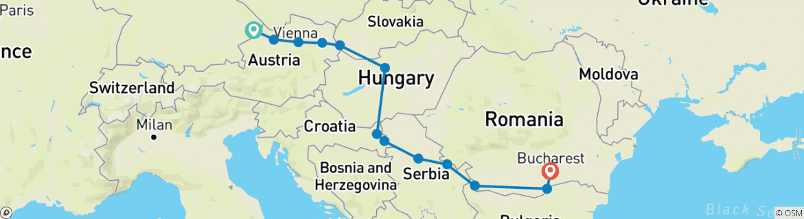 Foto van een kaart met de route van de rondreis