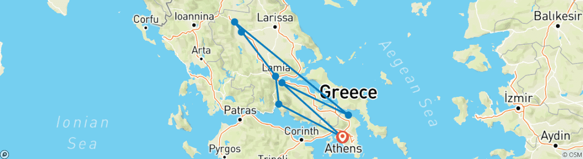 Karte mit der Reiseroute