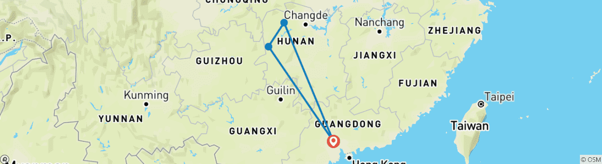 Foto van een kaart met de route van de rondreis