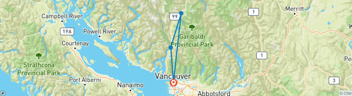 Carte du circuit Excursion à Whistler et Sea To Sky