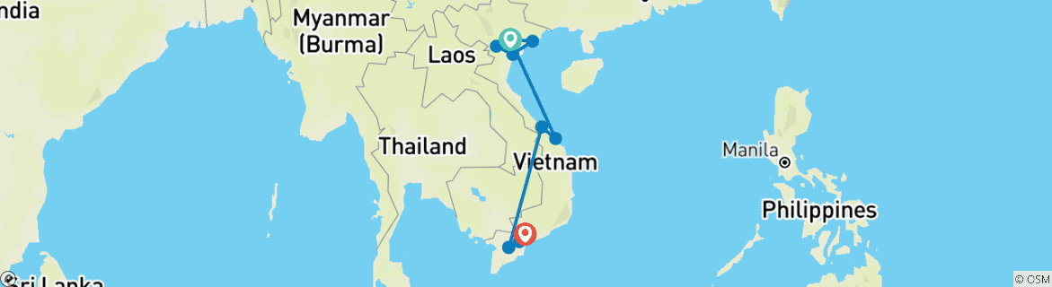 Image d'une carte montrant l'itinéraire du circuit