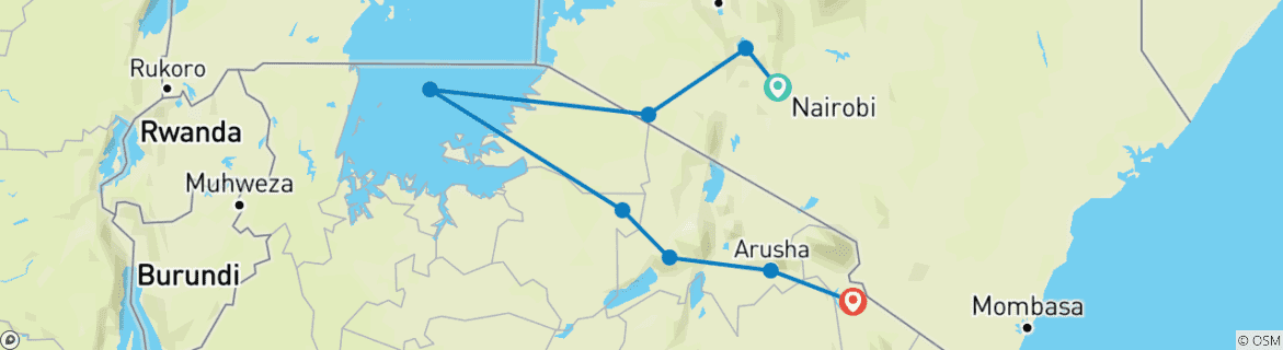 Image d'une carte montrant l'itinéraire du circuit