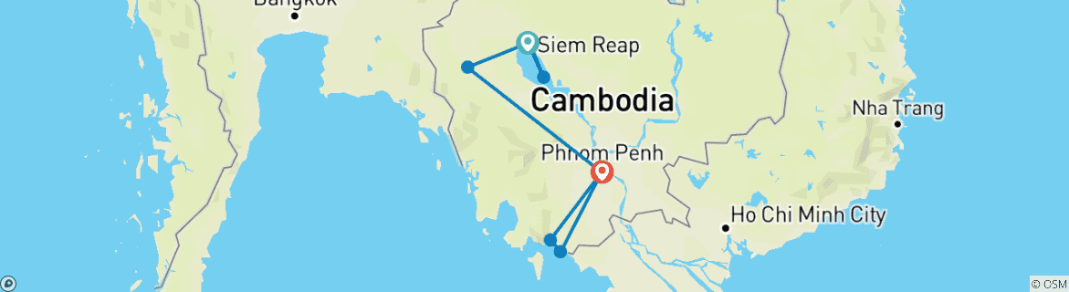 Image d'une carte montrant l'itinéraire du circuit