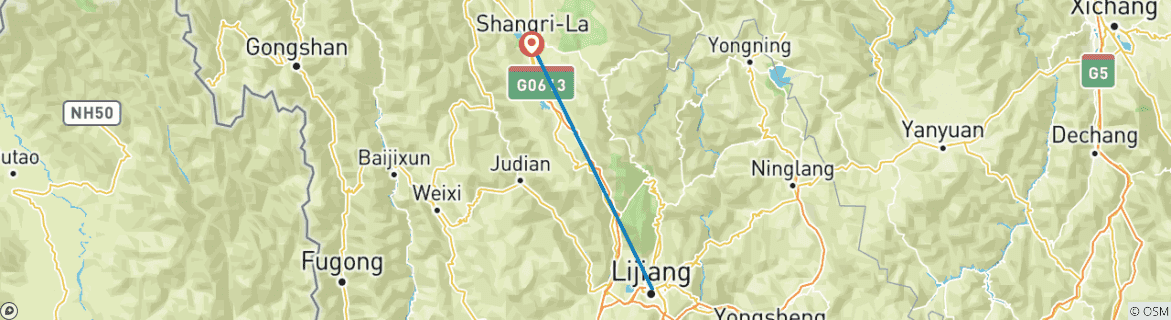 Image d'une carte montrant l'itinéraire du circuit