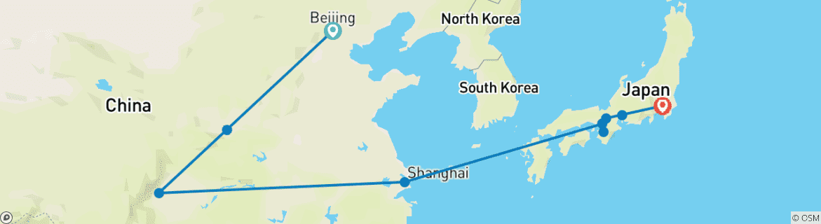 Karte mit der Reiseroute