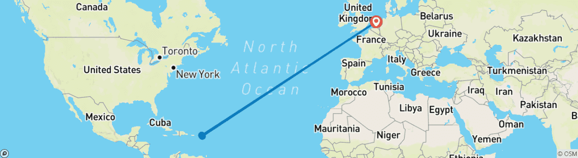 Image d'une carte montrant l'itinéraire du circuit