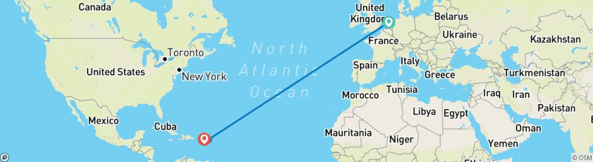 Image d'une carte montrant l'itinéraire du circuit