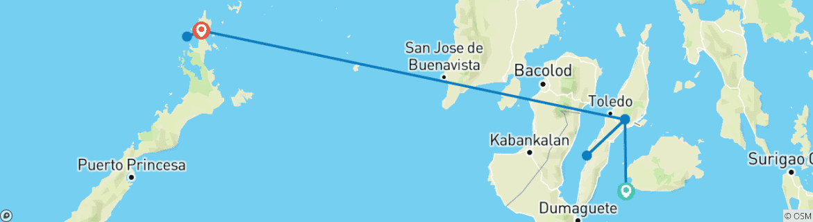 Image d'une carte montrant l'itinéraire du circuit