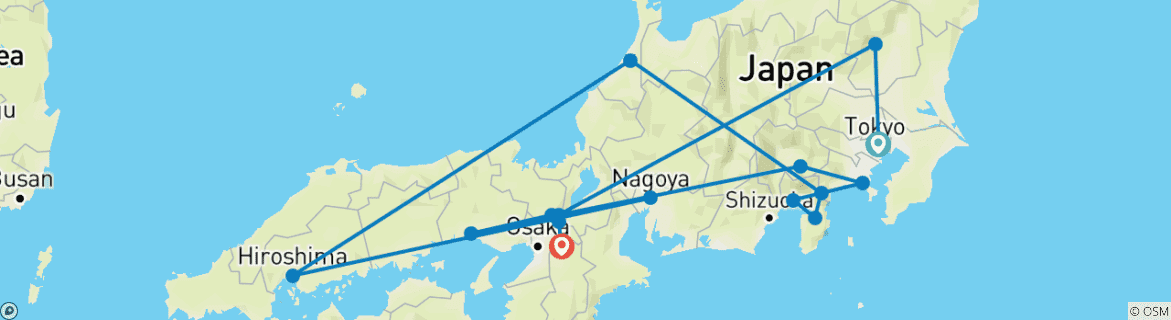 Image d'une carte montrant l'itinéraire du circuit