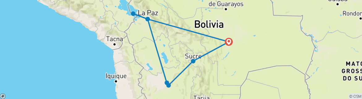 Map of Buntes Bolivien - Stadte, Salzsee & Sonneninsel