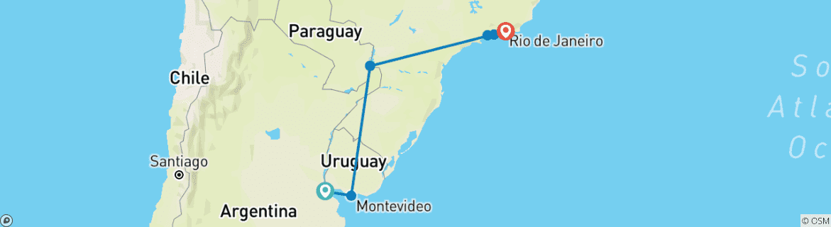 Carte du circuit Circuit de 15 jours au Brésil et en Argentine