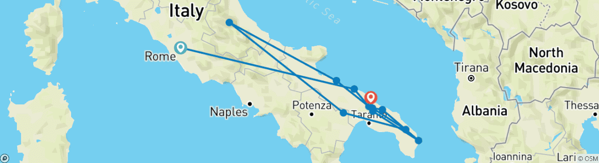 Image d'une carte montrant l'itinéraire du circuit