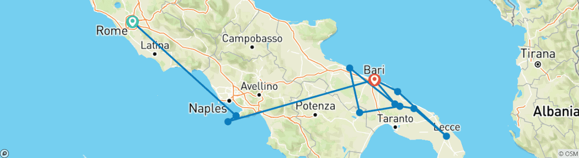 Image d'une carte montrant l'itinéraire du circuit