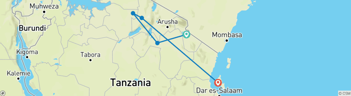 Karte mit der Reiseroute