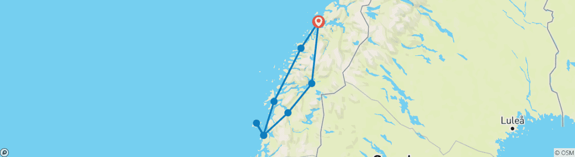 Foto van een kaart met de route van de rondreis