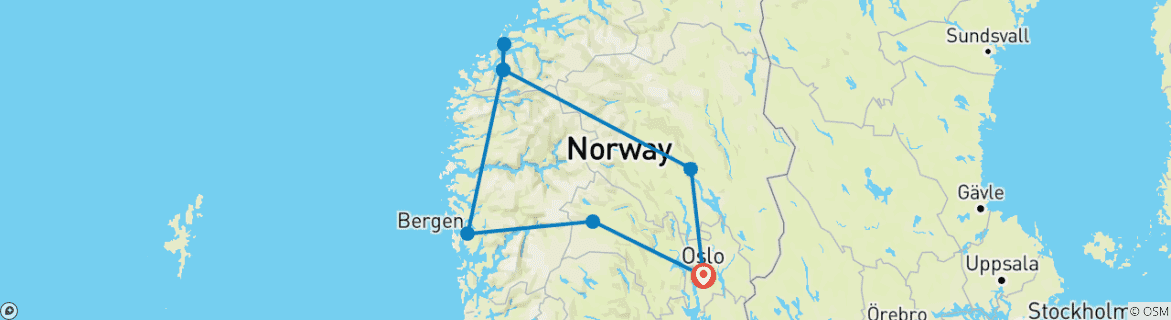 Image d'une carte montrant l'itinéraire du circuit