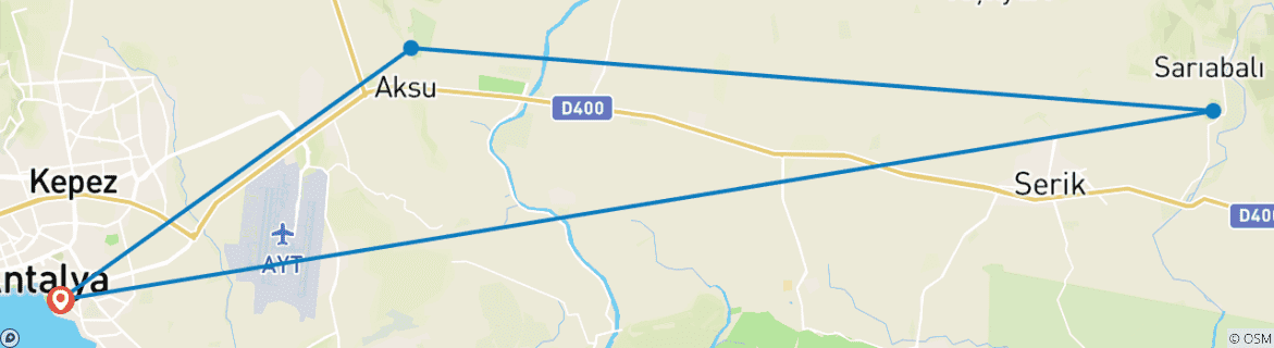 Image d'une carte montrant l'itinéraire du circuit