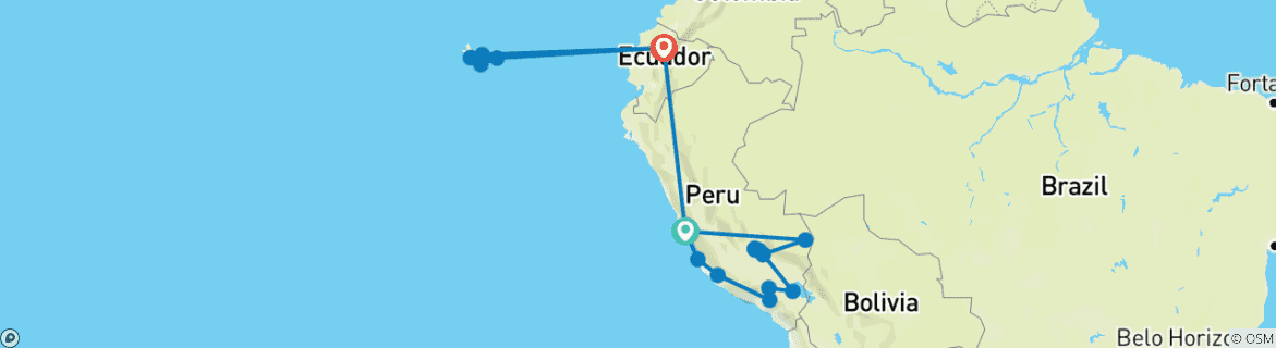 Image d'une carte montrant l'itinéraire du circuit