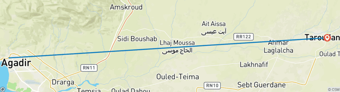 Image d'une carte montrant l'itinéraire du circuit