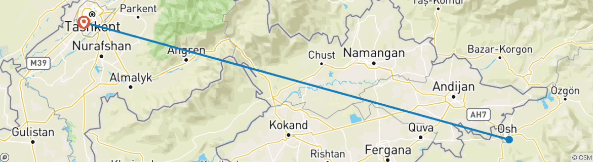Carte du circuit Sommets des Pamirs (Tashkent - Tashkent)