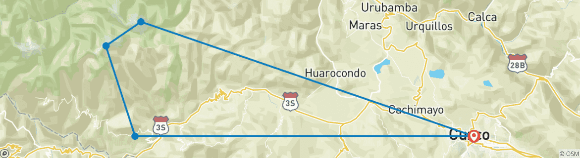 Image d'une carte montrant l'itinéraire du circuit