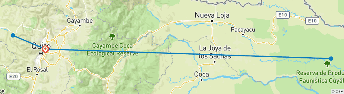 Image d'une carte montrant l'itinéraire du circuit