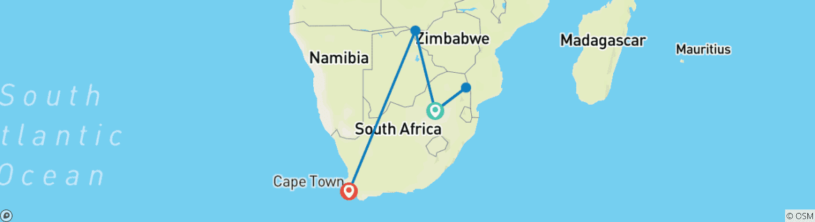 Image d'une carte montrant l'itinéraire du circuit
