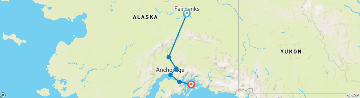 Karte mit der Reiseroute