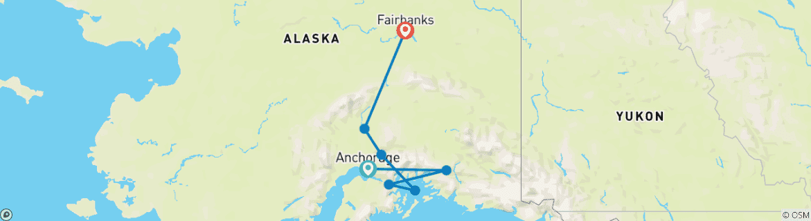 Image d'une carte montrant l'itinéraire du circuit