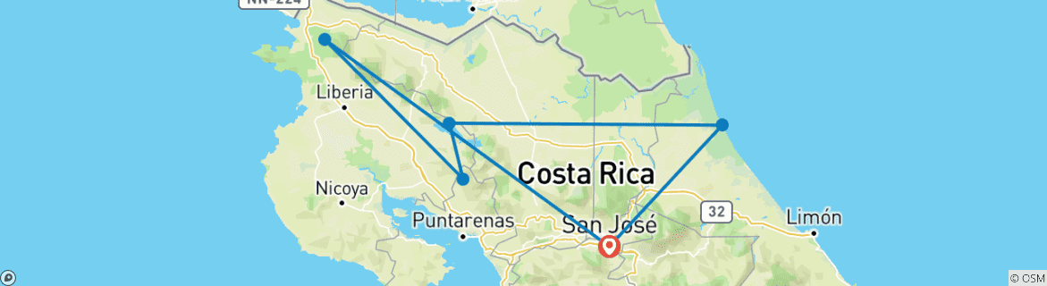 Foto van een kaart met de route van de rondreis