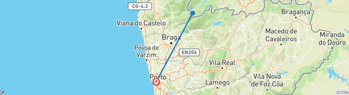 Image d'une carte montrant l'itinéraire du circuit