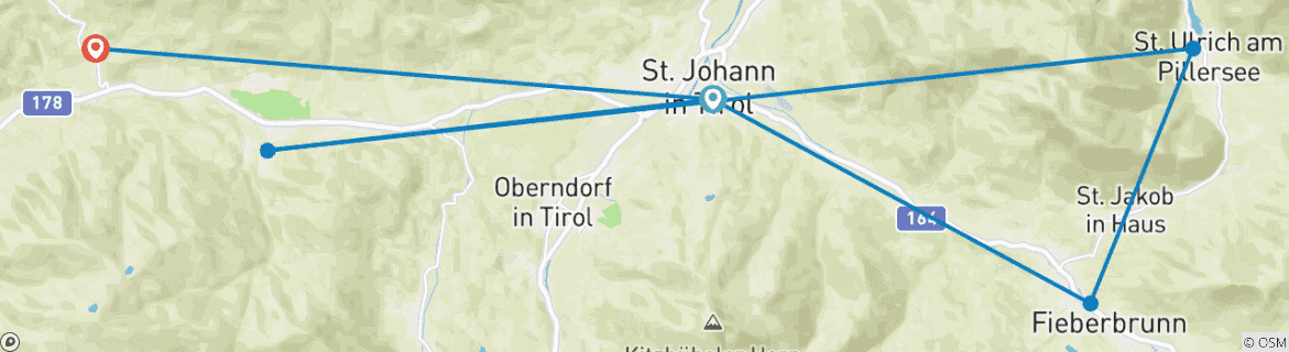 Karte mit der Reiseroute