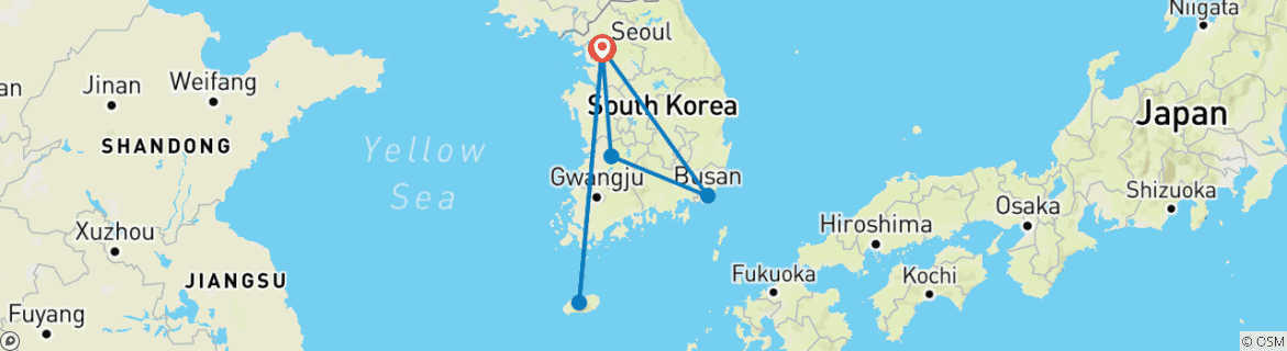 Karte mit der Reiseroute