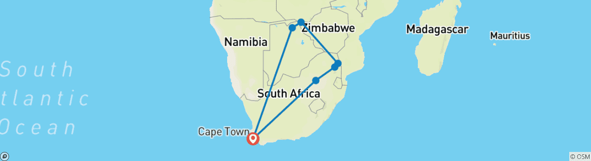 Foto van een kaart met de route van de rondreis