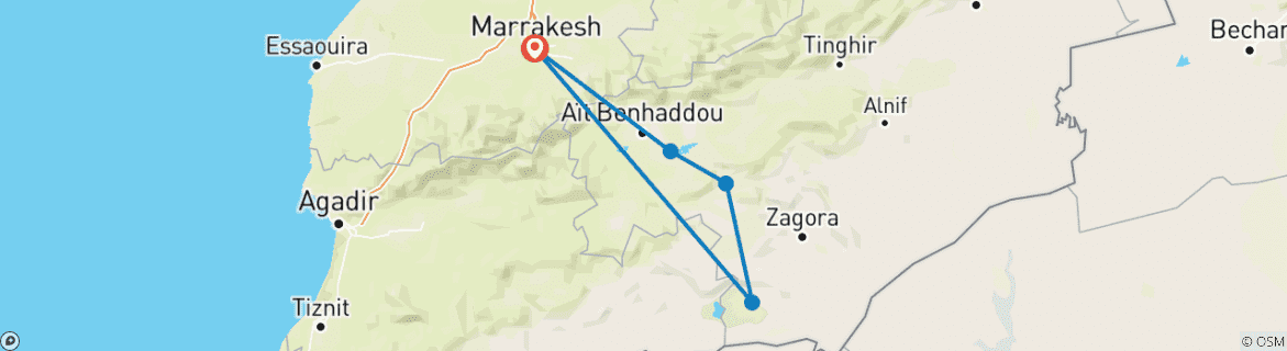 Image d'une carte montrant l'itinéraire du circuit