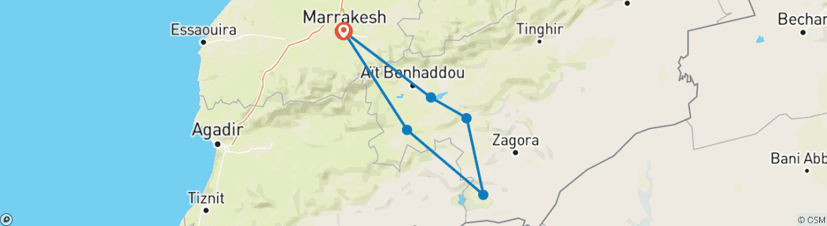 Foto van een kaart met de route van de rondreis