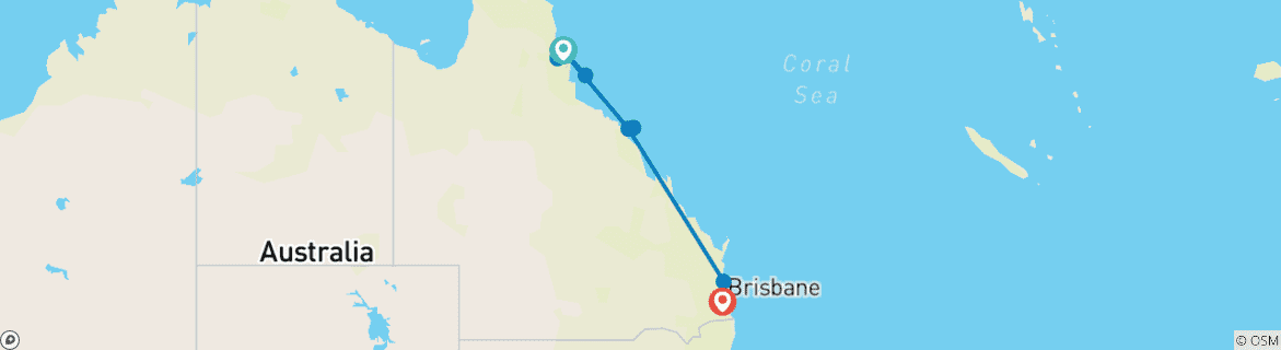 Karte mit der Reiseroute