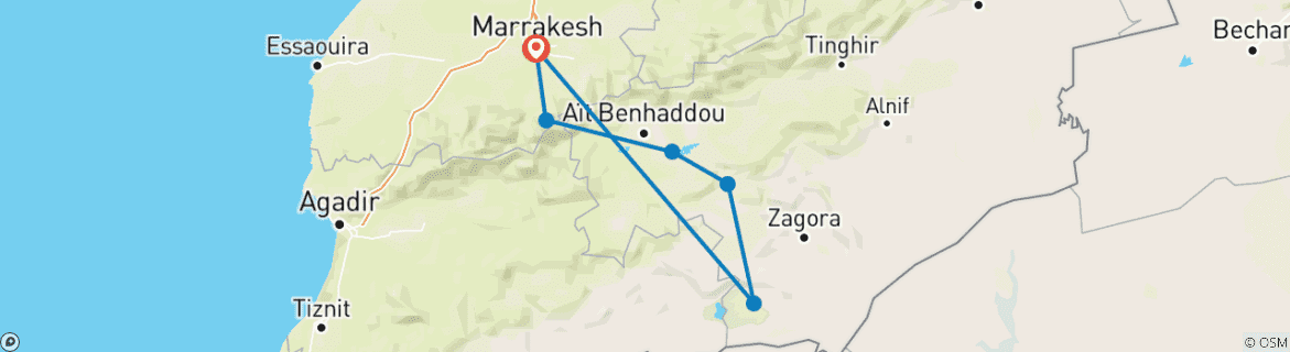 Image d'une carte montrant l'itinéraire du circuit