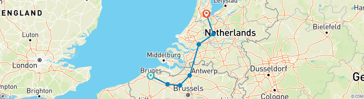 Karte mit der Reiseroute