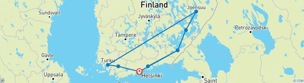 Foto van een kaart met de route van de rondreis