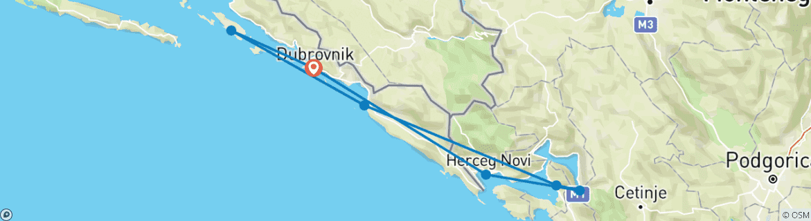 Image d'une carte montrant l'itinéraire du circuit