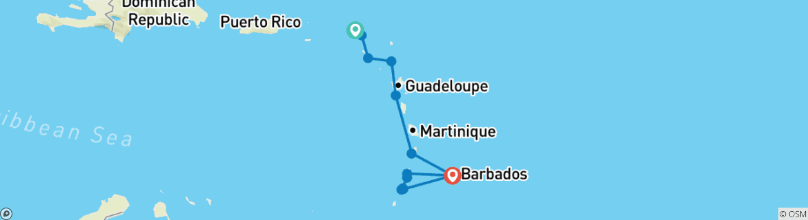 Image d'une carte montrant l'itinéraire du circuit