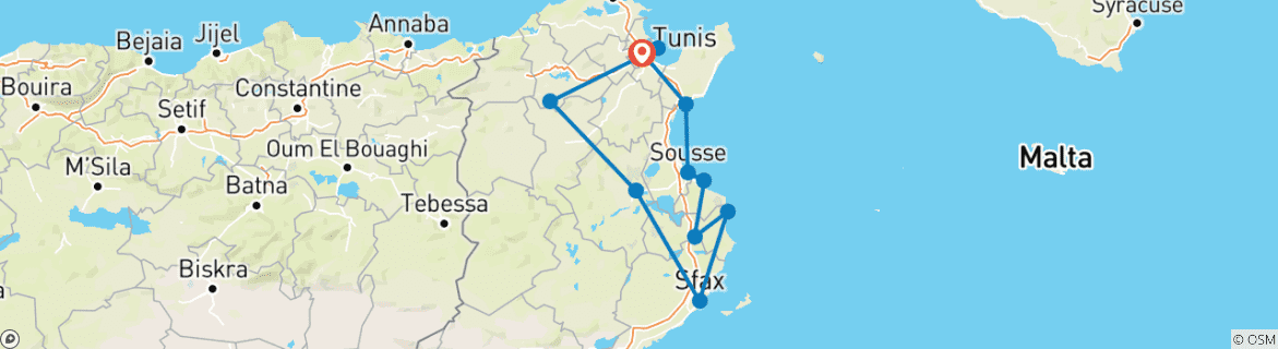 Carte du circuit Côte tunisienne, ancienne Carthage et Eclipse (27jul27)