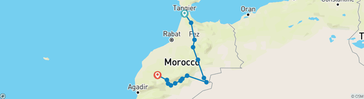 Karte mit der Reiseroute