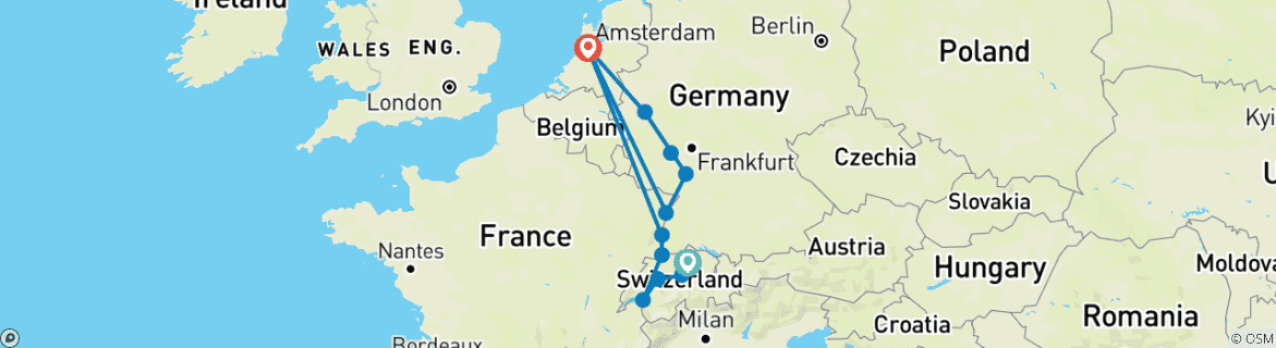 Image d'une carte montrant l'itinéraire du circuit