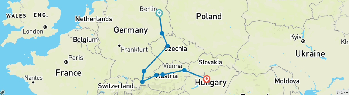 Image d'une carte montrant l'itinéraire du circuit