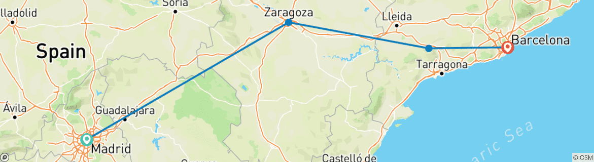 Image d'une carte montrant l'itinéraire du circuit