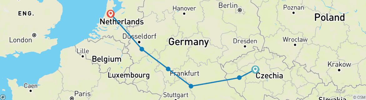 Karte mit der Reiseroute