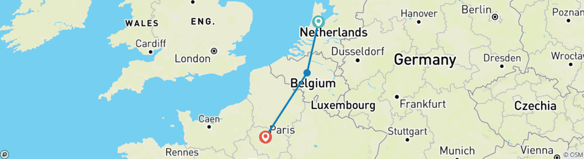 Image d'une carte montrant l'itinéraire du circuit