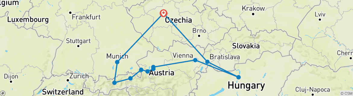 Karte mit der Reiseroute